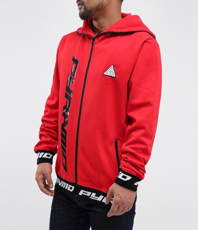 Black pyramid red hoodie top